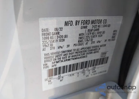 2022 Ford Mustang Mach-E Premium from USA, damaged, VIN 3FMTK3RM7NMA40963